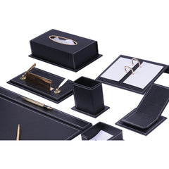 ELMAS Elegant 10-Piece Luxury Leather Desk Organizer Set