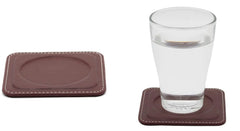 ELMAS Stylish PU Leather Coaster Set for Desk Organization