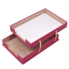 ELMAS Elegant Leather Document Organizer - Double Tray Delight