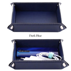 ELMAS Stylish Foldable PU Leather Storage Tray for Essentials