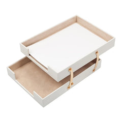 ELMAS Elegant Leather Document Organizer - Double Tray Delight