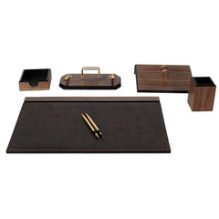 ELMAS Elegant 6-Piece Wooden Desk Organizer Set