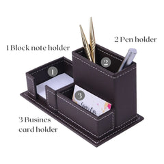 ELMAS 3-in-1 Leather Desk Organizer Set for Office Essentials