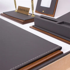 ELMAS Premium Leather Desk Organizer Set - 4 Piece Essentials