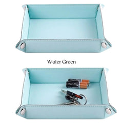 ELMAS Stylish Foldable PU Leather Storage Tray for Essentials