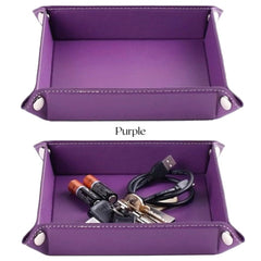 ELMAS Stylish Foldable PU Leather Storage Tray for Essentials