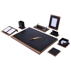 ELMAS Elegant 10-Piece Luxury Leather Desk Organizer Set