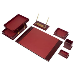 ELMAS Prestige 8-Piece Luxury Wooden & Leather Desk Set