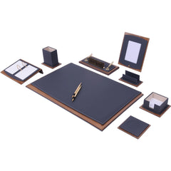 ELMAS Elegant 10-Piece Luxury Leather Desk Organizer Set