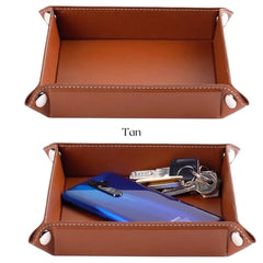 ELMAS Stylish Foldable PU Leather Storage Tray for Essentials