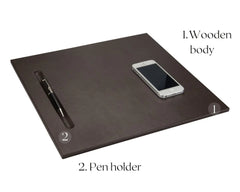 ELMAS Premium Leather Desk Pad & Organizer for Professionals