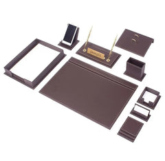 ELMAS Luxurious 13-Piece Leather Desk Organizer Set