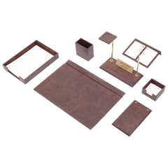 ELMAS Premium 10-Piece Leather Desk Organizer Set