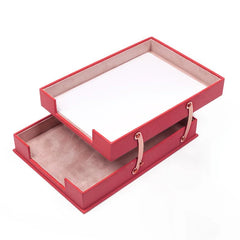 ELMAS Elegant Leather Document Organizer - Double Tray Delight