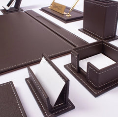 ELMAS 14-Piece Leather Desk Set & Organizer for Office Style