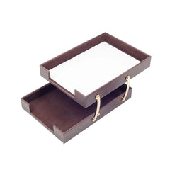 ELMAS Elegant Leather Document Organizer - Double Tray Delight