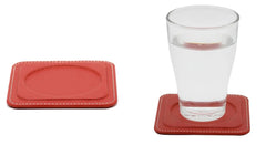 ELMAS Stylish PU Leather Coaster Set for Desk Organization