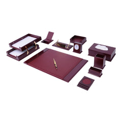 ELMAS Premium Leather & Wood 14-Piece Desk Organizer Set