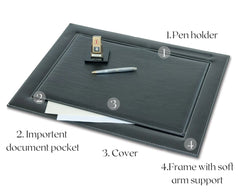 ELMAS Elegant Leather Desk Set - Organized Office Essentials