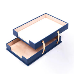 ELMAS Elegant Leather Document Organizer - Double Tray Delight