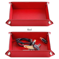 ELMAS Stylish Foldable PU Leather Storage Tray for Essentials