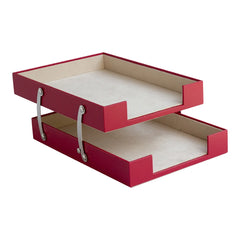 ELMAS Elegant Leather Document Organizer - Double Tray Delight