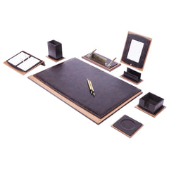 ELMAS Elegant 10-Piece Luxury Leather Desk Organizer Set