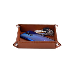 ELMAS Stylish Foldable PU Leather Storage Tray for Essentials