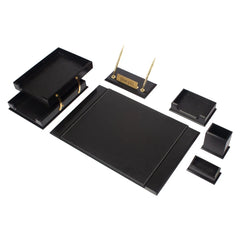 ELMAS Prestige 8-Piece Luxury Wooden & Leather Desk Set