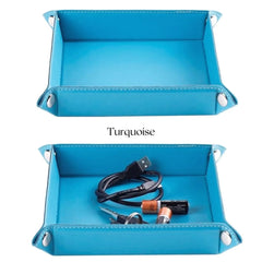 ELMAS Stylish Foldable PU Leather Storage Tray for Essentials