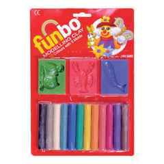 Funbo Colour Modelling Clay with 5 Mould 200g 15 Colors Set in PP Case - Al Masam Stationery LLC