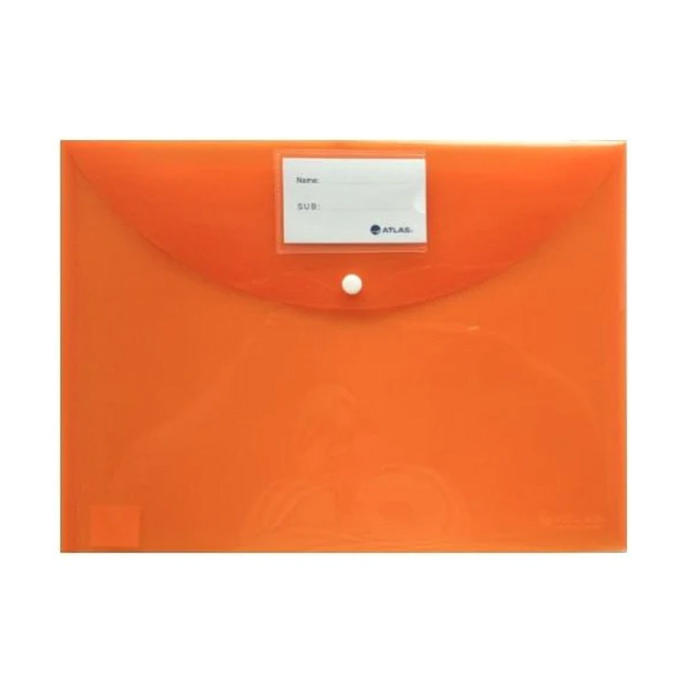 Atlas Doucment Bag Opaque With Name Card & Button, Orange - Al Masam Stationery LLC Main image