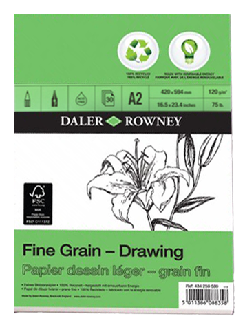 Daler Rowney Eco paper Drawing pads Fine grain 30 sheet-120g/m2 size A2 - Al Masam Stationery LLC