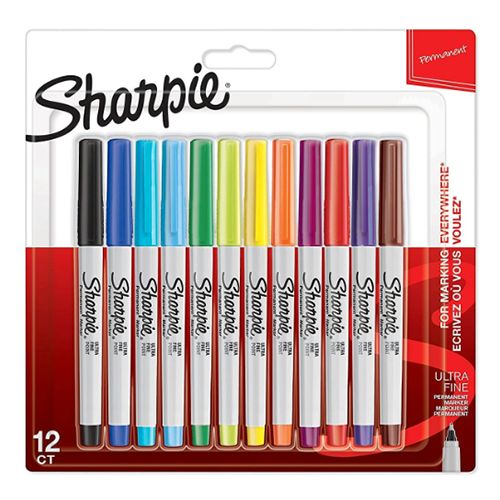 Sharpie Ultra Fine Point Permanent Marker Assorted 12 Pieces - Al Masam Stationery LLC Main image