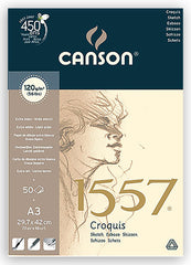 CANSON 1557 SKETCH PAD A3 120 GSM 50 SHEETS