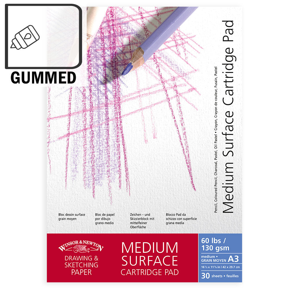 WINSOR & NEWTON : CARTRIDGE GUMMED PAD : 130GSM : MEDIUM : 30 SHEETS : A3 - Al Masam Stationery LLC
