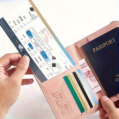 ELMAS 1pc RFID Passport Holder, Thin Passport Wallet, Leather Surface, Multi Functional Wallet, Travel Passport Holder, Cute Card Holder