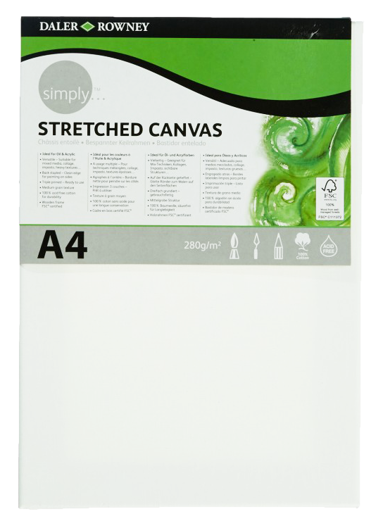 Daler Rowney Simply Stretched Canvas 21*29.7cm/A4 - Al Masam Stationery LLC