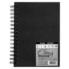 Daler Rowney Ebony Spiral Portrait Book Black 40sht 180gsm acid free A5 - Al Masam Stationery LLC