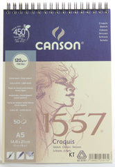 CANSON 1557 SPIRAL SKETCH PAD A5 120 GSM 50 SHEETS - Al Masam Stationery LLC