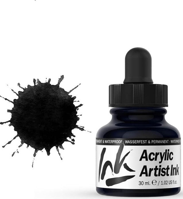 VALLEJO ACRYLIC ARTIST INK 30ML. BLACK - Al Masam Stationery LLC