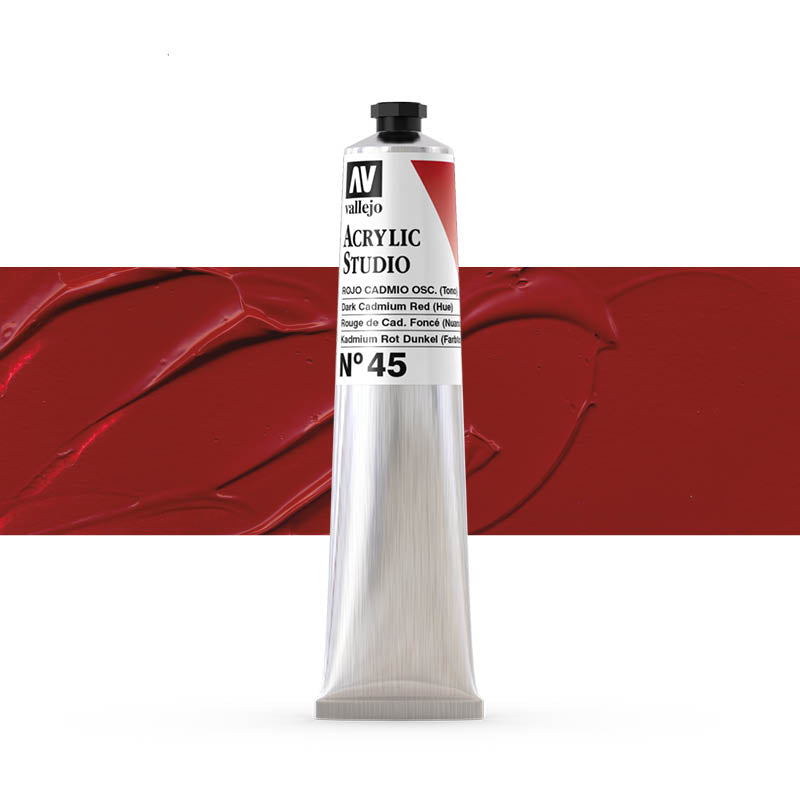 VALLEJO ACRYLIC STUDIO 45:125ML. DARK CADMIUM RED (HUE) - Al Masam Stationery LLC