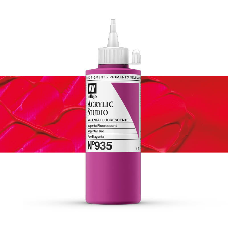 Vallejo ACRYLIC STUDIO FLUO 935-500ML. FLUORESCENT MAGENTA - Al Masam Stationery LLC