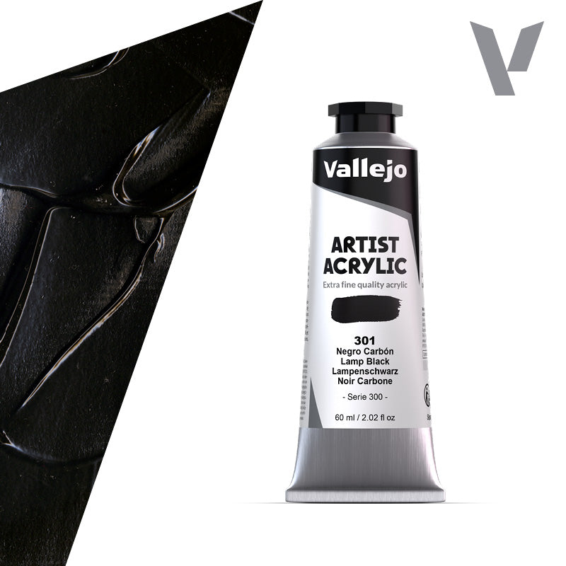 VALLEJO ACRYLIC ARTIST 301: 60 ML. LAMPS BLACK - Al Masam Stationery LLC Main image