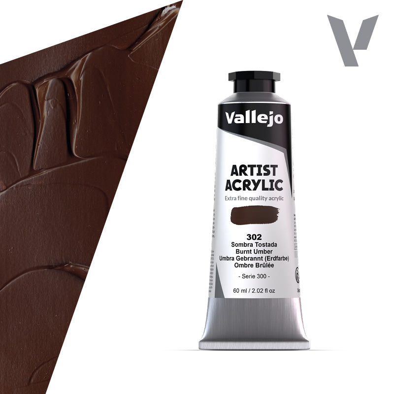 VALLEJO ACRYLIC ARTIST 302: 60 ML. BURNT UMBER - Al Masam Stationery LLC Main image
