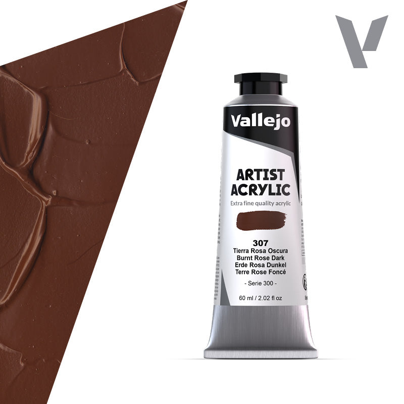 VALLEJO ACRYLIC ARTIST 307: 60 ML. BURNT ROSE DARK - Al Masam Stationery LLC
