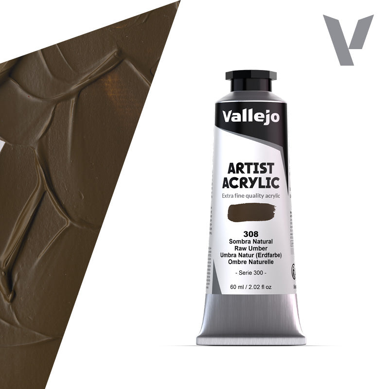 VALLEJO ACRYLIC ARTIST 308: 60 ML. RAW UMBER - Al Masam Stationery LLC