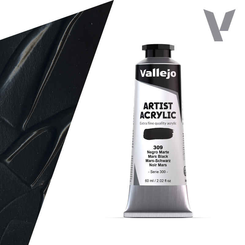 VALLEJO ACRYLIC ARTIST 309: 60 ML. MARS BLACK - Al Masam Stationery LLC