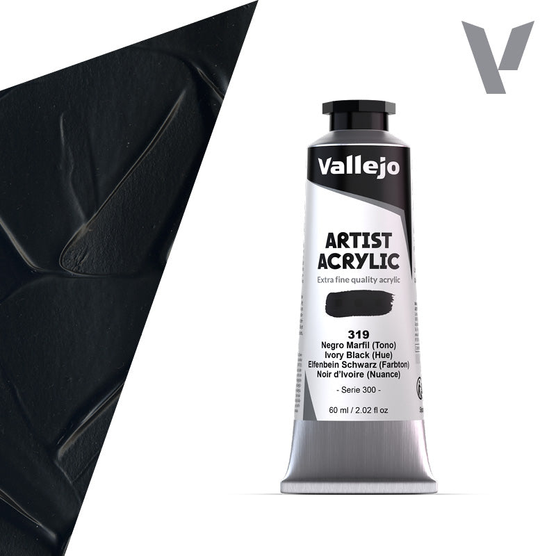 VALLEJO ACRYLIC ARTIST 319: 60 ML. IVORY BLACK - Al Masam Stationery LLC