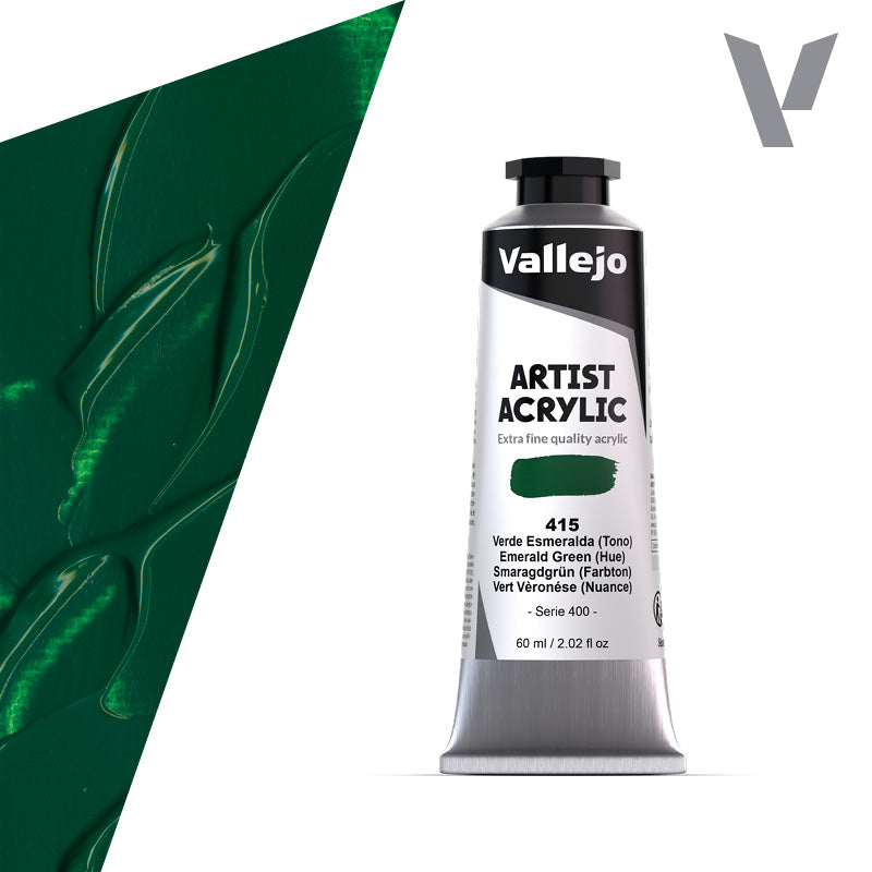 VALLEJO ACRYLIC ARTIST 415: 60 ML. EMERALD GREEN (HUE) - Al Masam Stationery LLC Main image